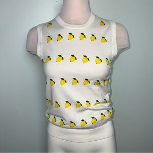 J.Crew White Lemon Print Sleeveless Knit Tank Sweater Top Women’s Size M